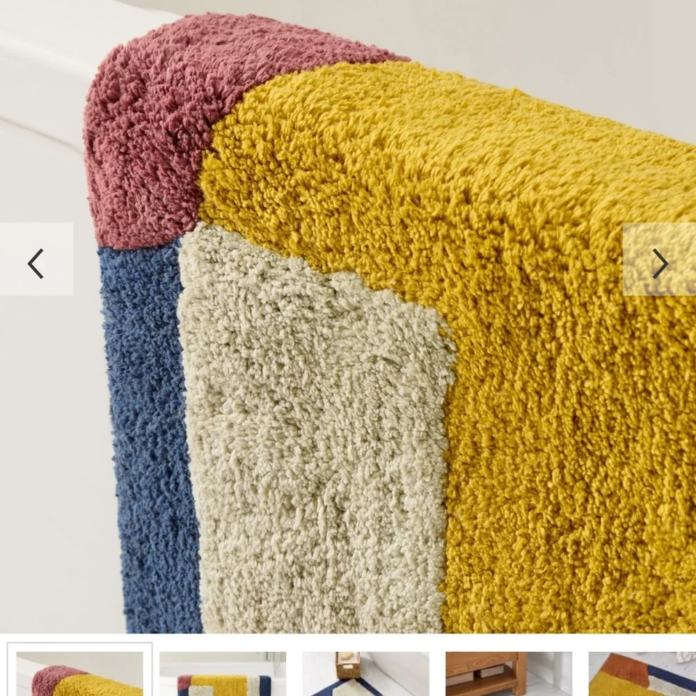 WEST ELM Angled Modern Bath Mat Abstract Multicolor Rug - Dark Horseradish
